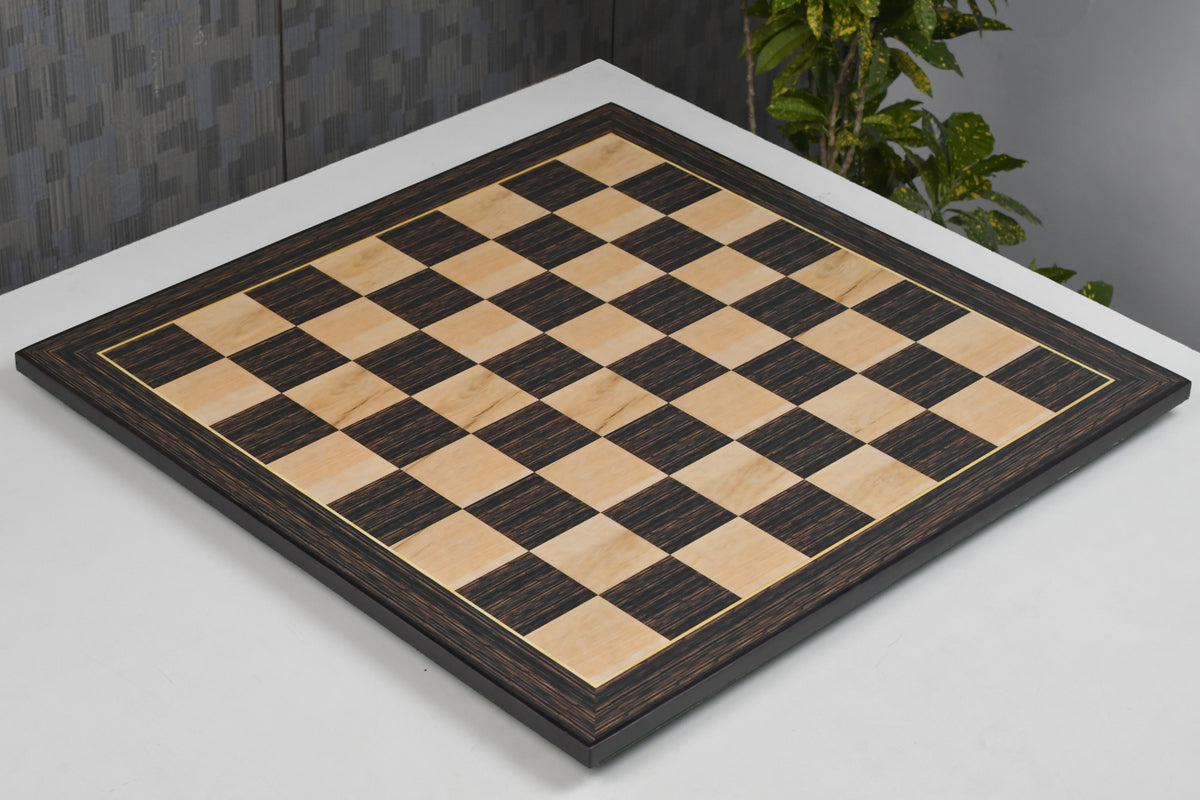21" Wooden Chess Board in Tiger Ebony & Maple Look with Epoxy Matte Finish – 55mm Squares