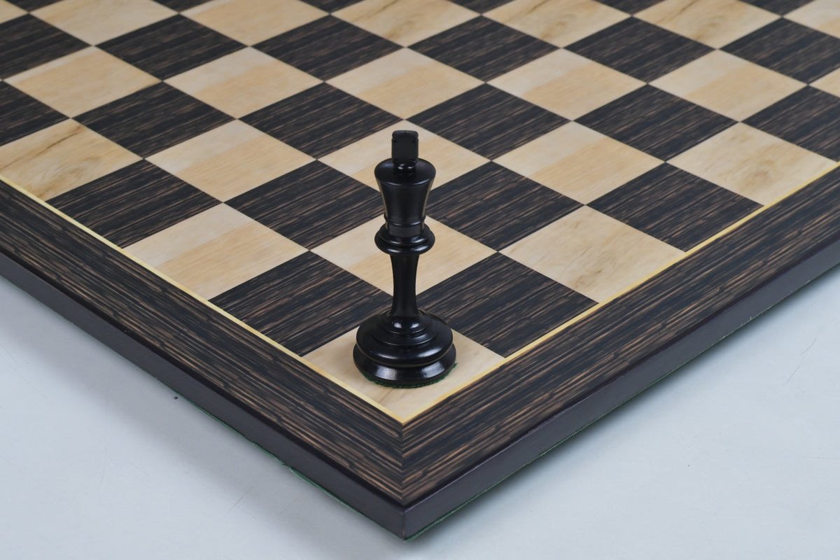 21" Wooden Chess Board in Tiger Ebony & Maple Look with Epoxy Matte Finish – 55mm Squares