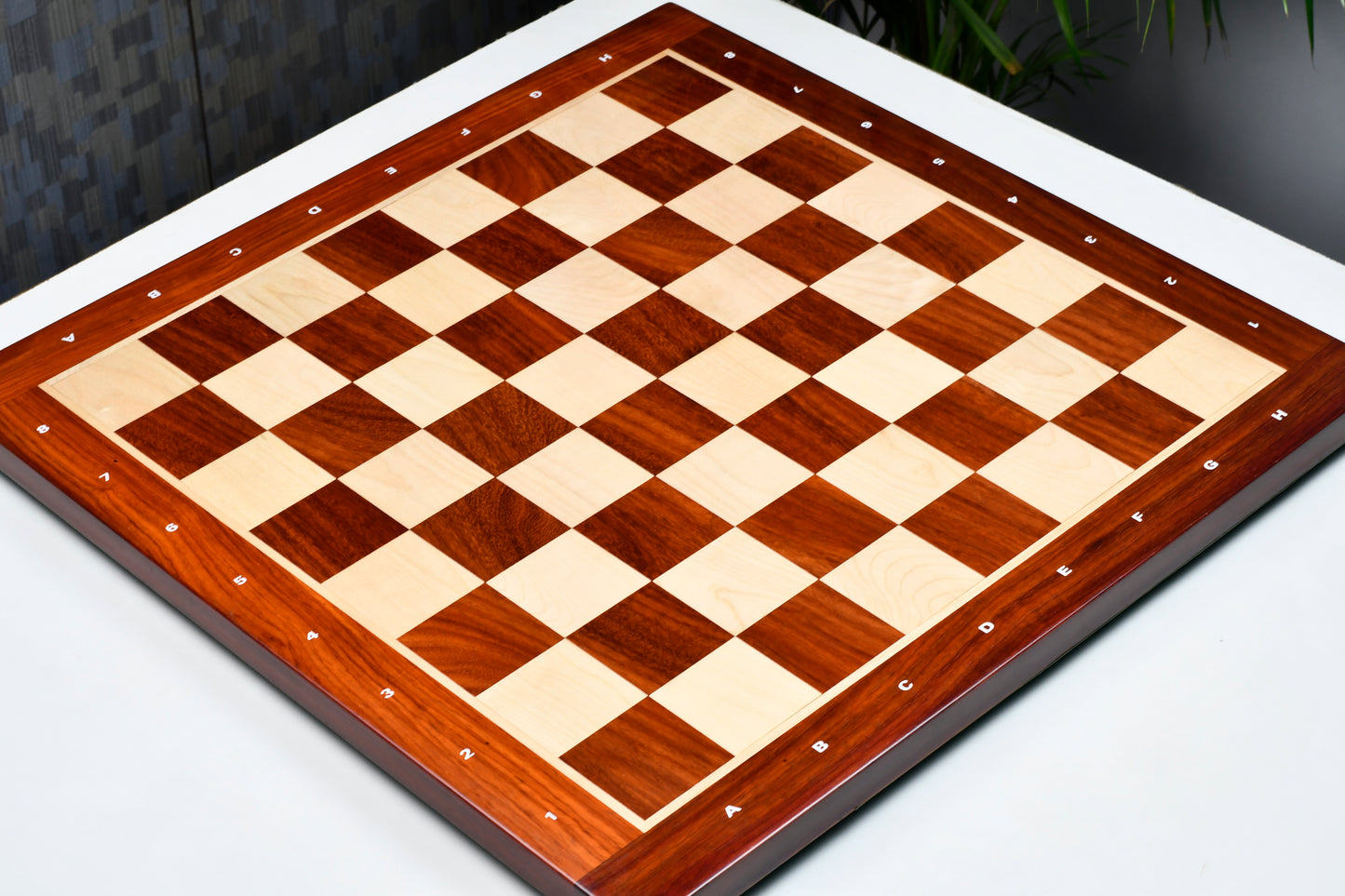 Wooden Chess Board with Notation Blood Red Bud Rose Wood 23" - 60 mm