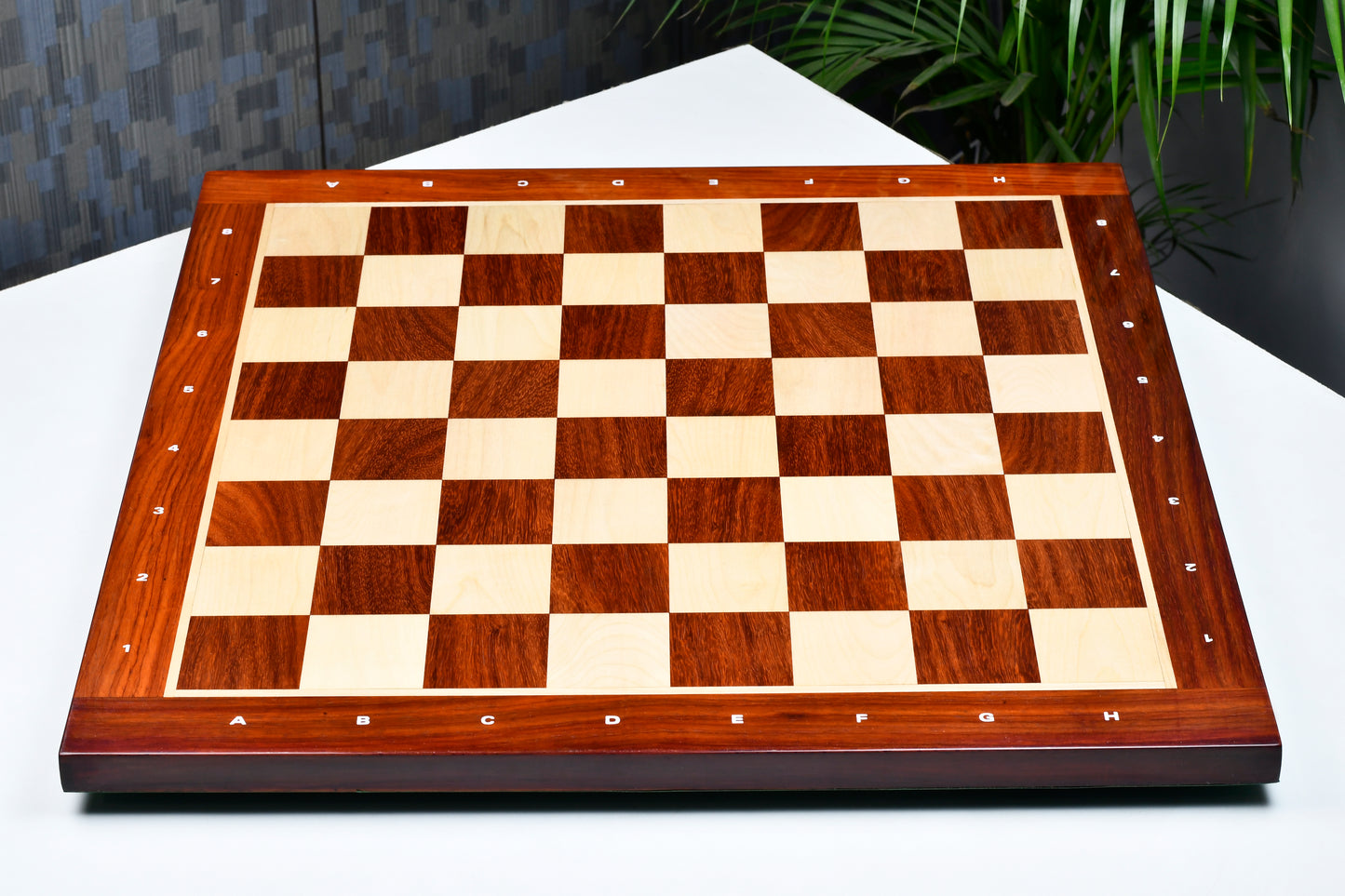 Wooden Chess Board with Notation Blood Red Bud Rose Wood 23" - 60 mm