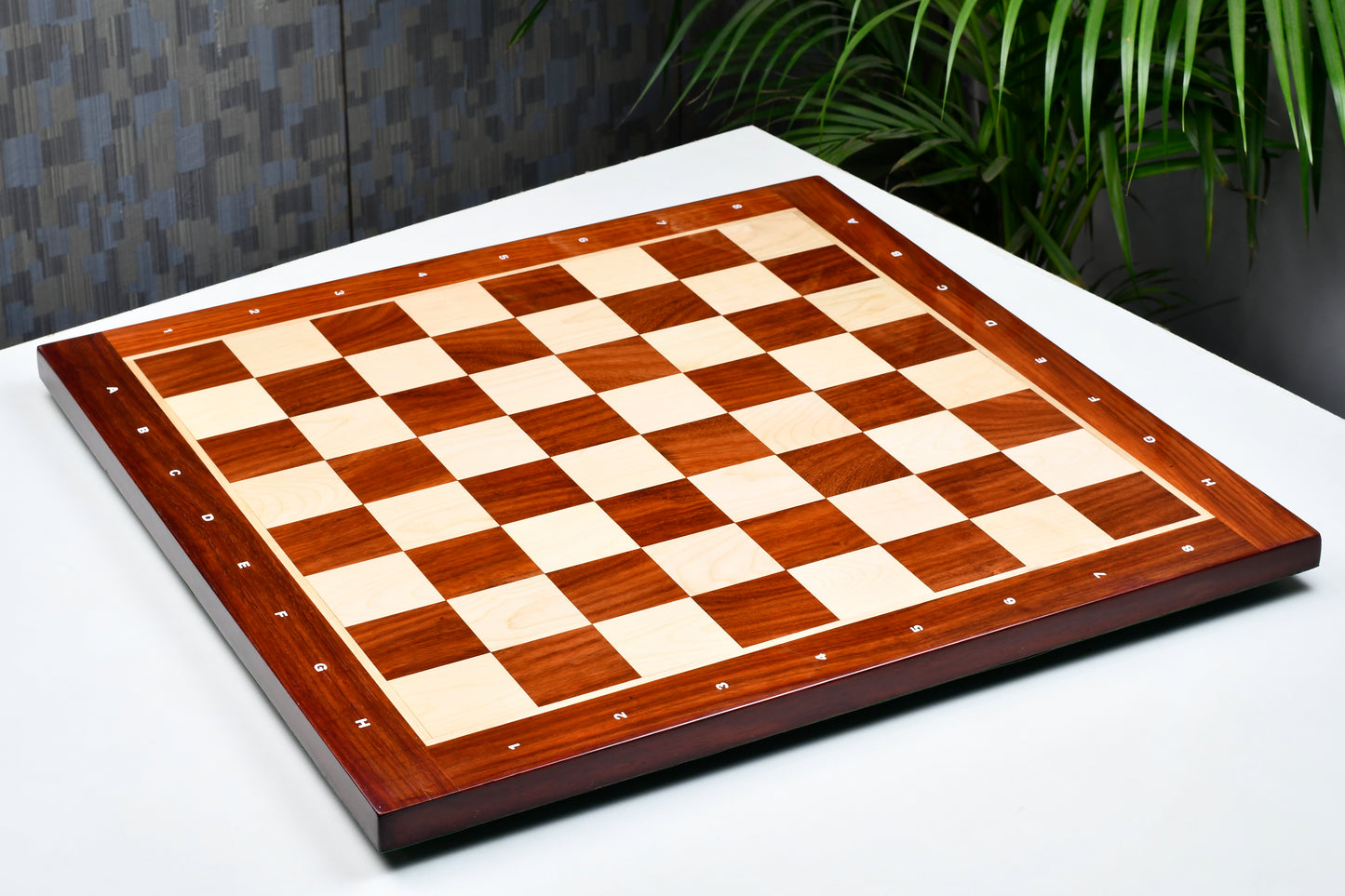 Wooden Chess Board with Notation Blood Red Bud Rose Wood 23" - 60 mm