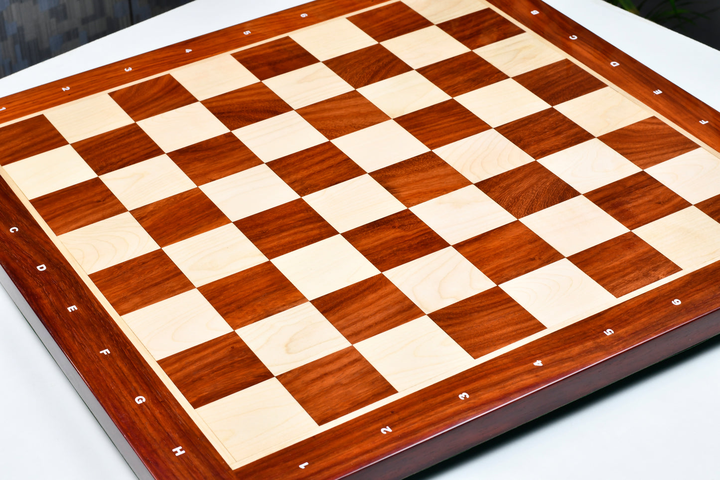 Wooden Chess Board with Notation Blood Red Bud Rose Wood 23" - 60 mm