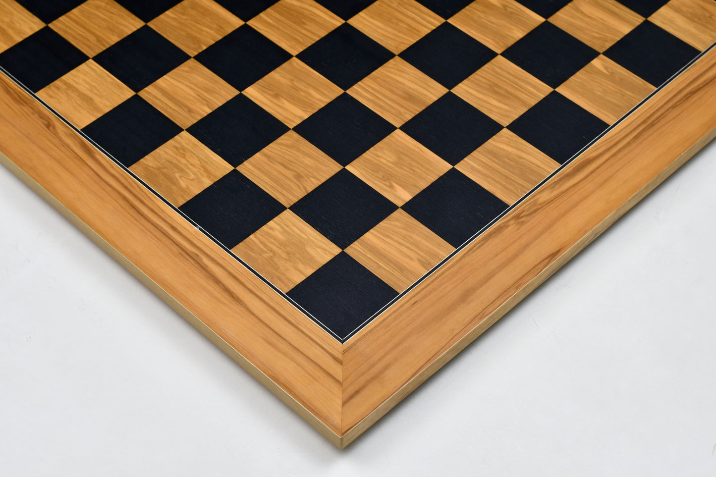 Wooden Deluxe Black Dyed Poplar & Olive with Matte Finish Chess Board 22" - 55 mm