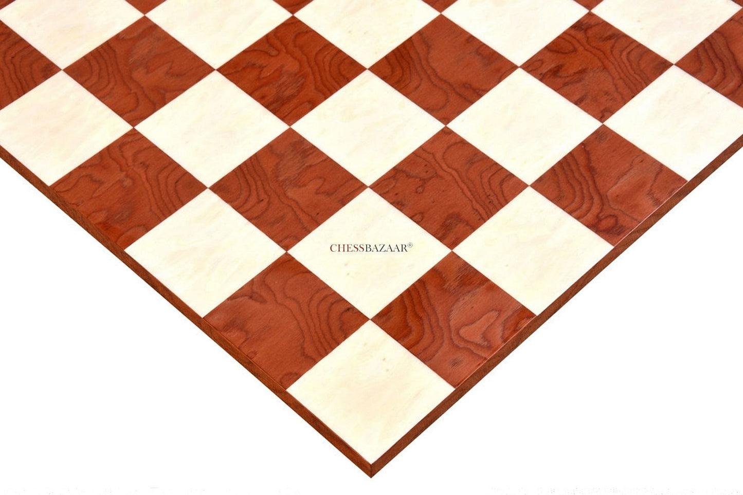 Minimalist Wooden Red Ash Burl Maple Hi Gloss Finish Borderless Chess Board 19" - 60 mm