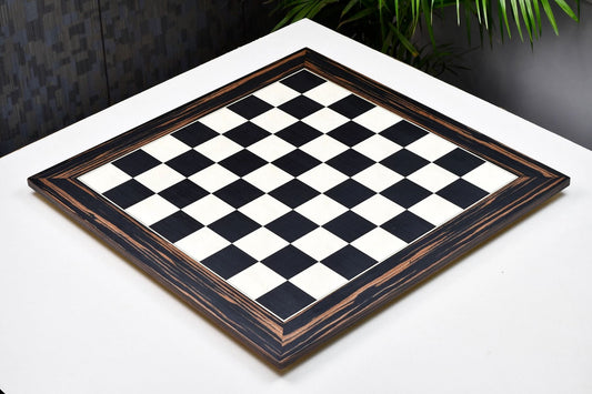 Wooden Deluxe Black Dyed Poplar & White Erable with Matte Finish Chess Board 24" - 60 mm