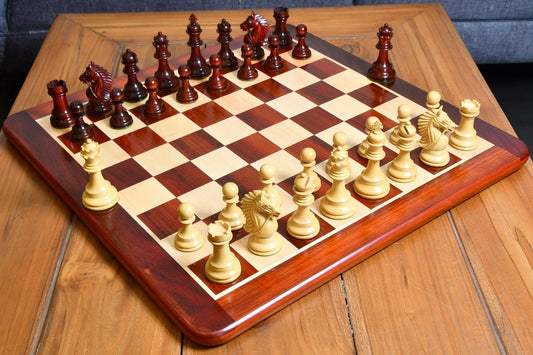 Combo of 2016 Bridle Series Luxury Chess Pieces with Wooden Board in Bud Rose / Box Wood - 4.2" King
