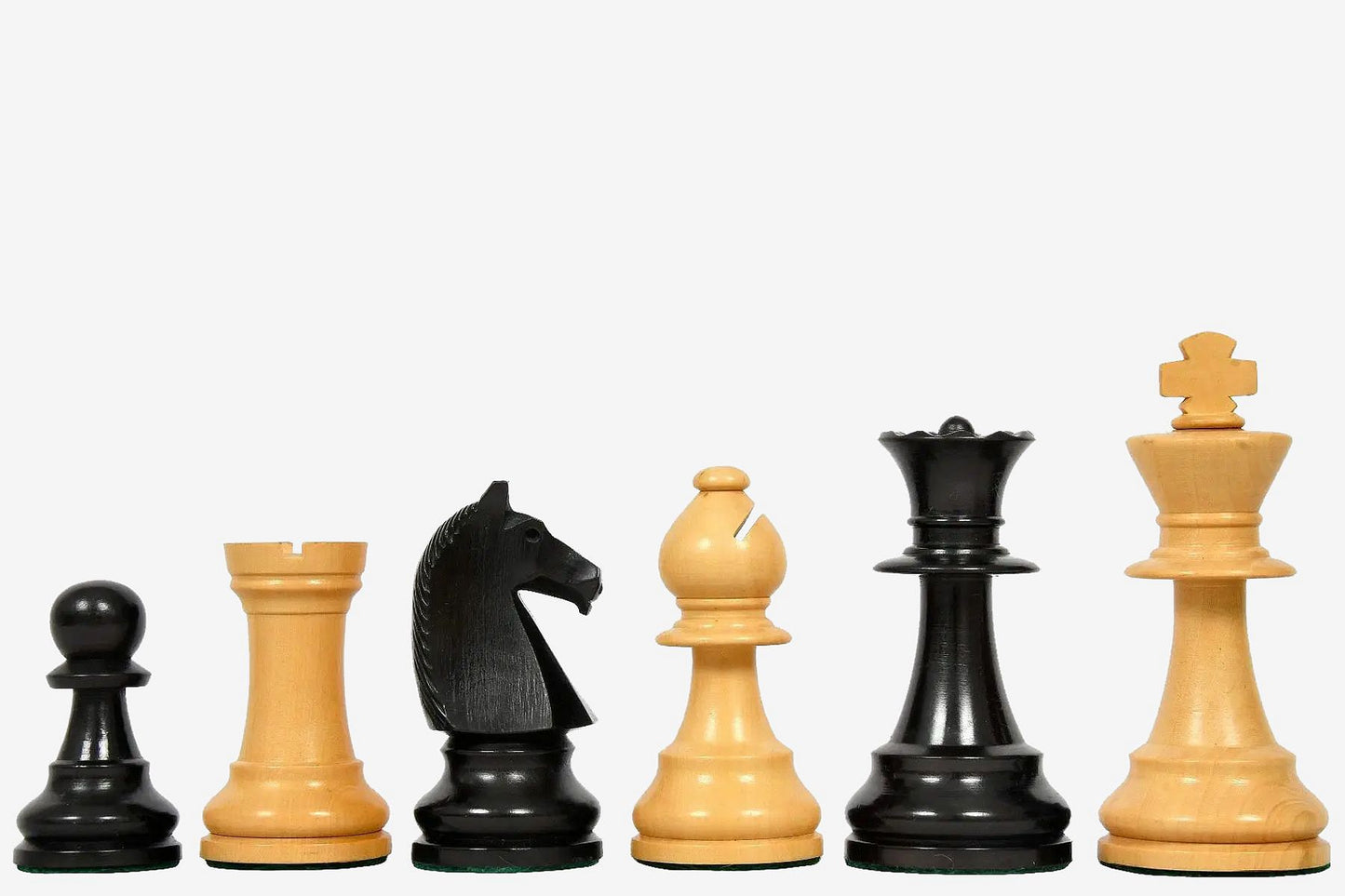 Reproduced 90s French Chavet Championship Tournament Chess Pieces V2.0 in Ebonized / Box Wood - 3.6" King