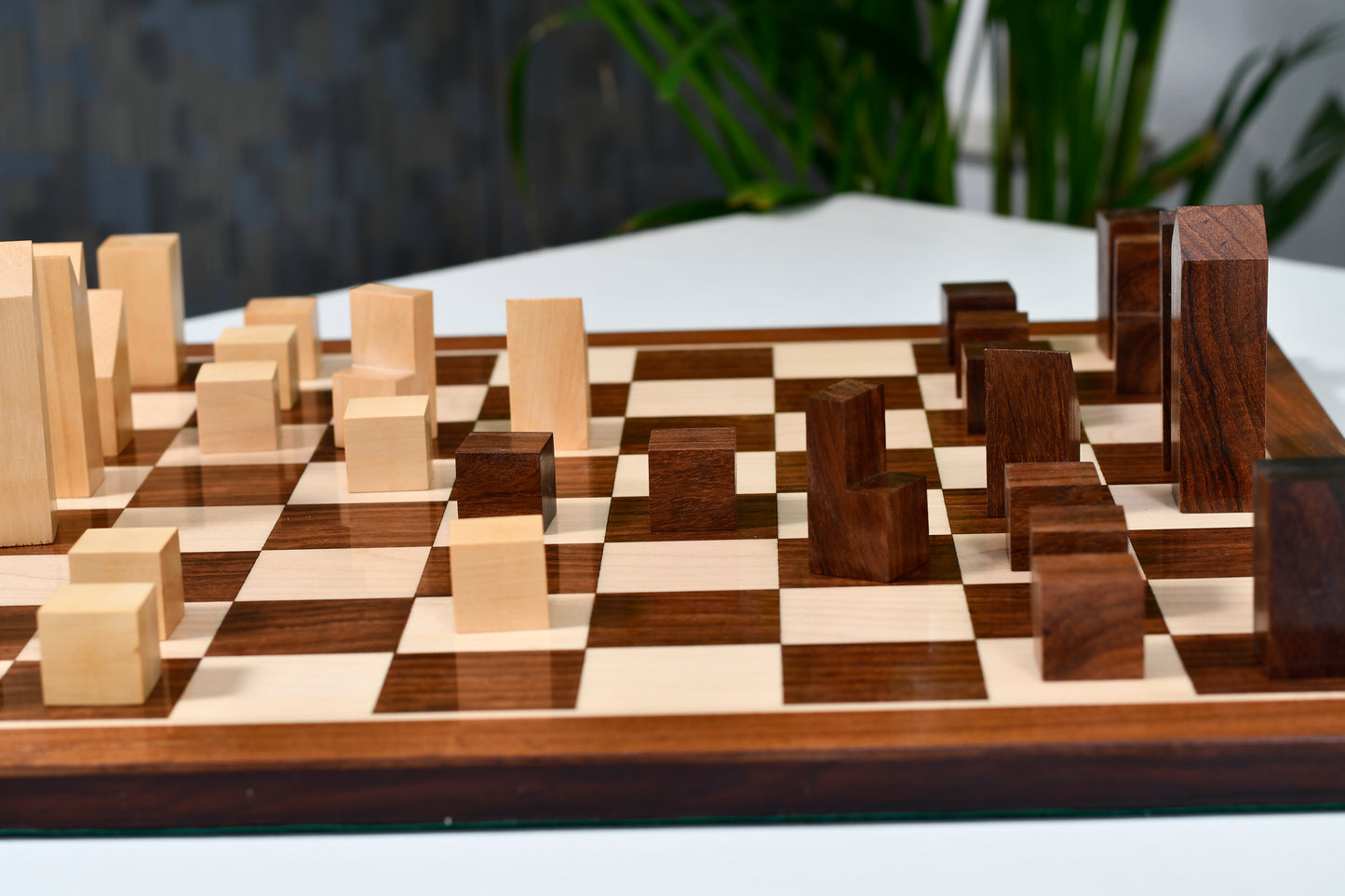 Reproduced Minimalist Chess Pieces in Sheesham & Boxwood - 2.79" King