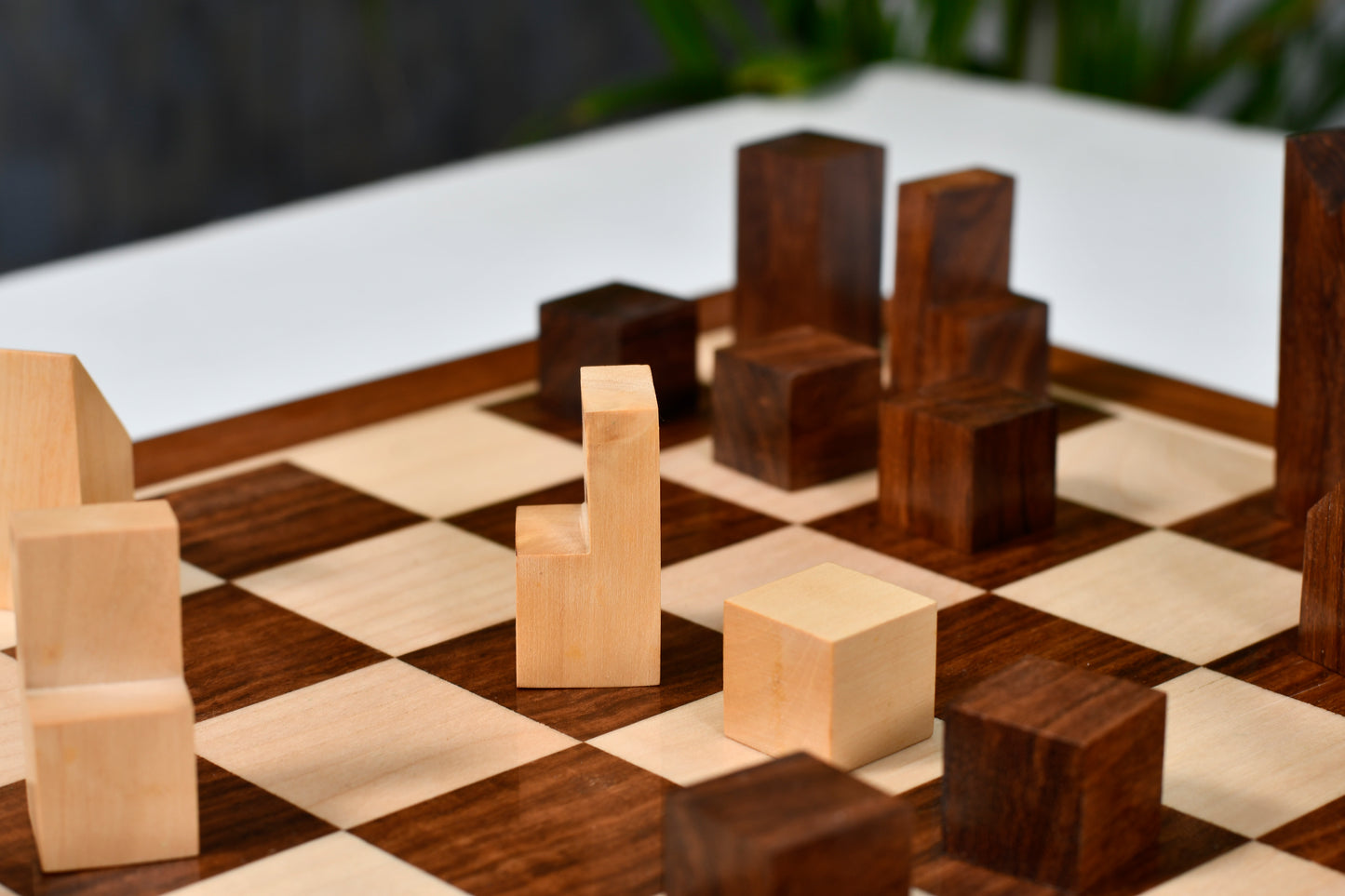 Reproduced Minimalist Chess Pieces in Sheesham & Boxwood - 2.79" King