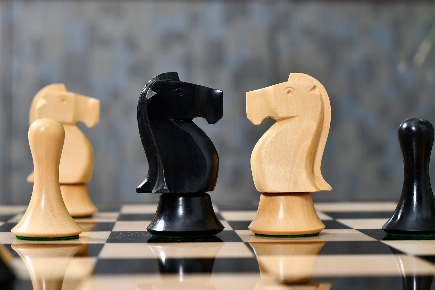 Minimalist Soviet-Style Chess Pieces In Ebonized & Boxwood - 3.7” King