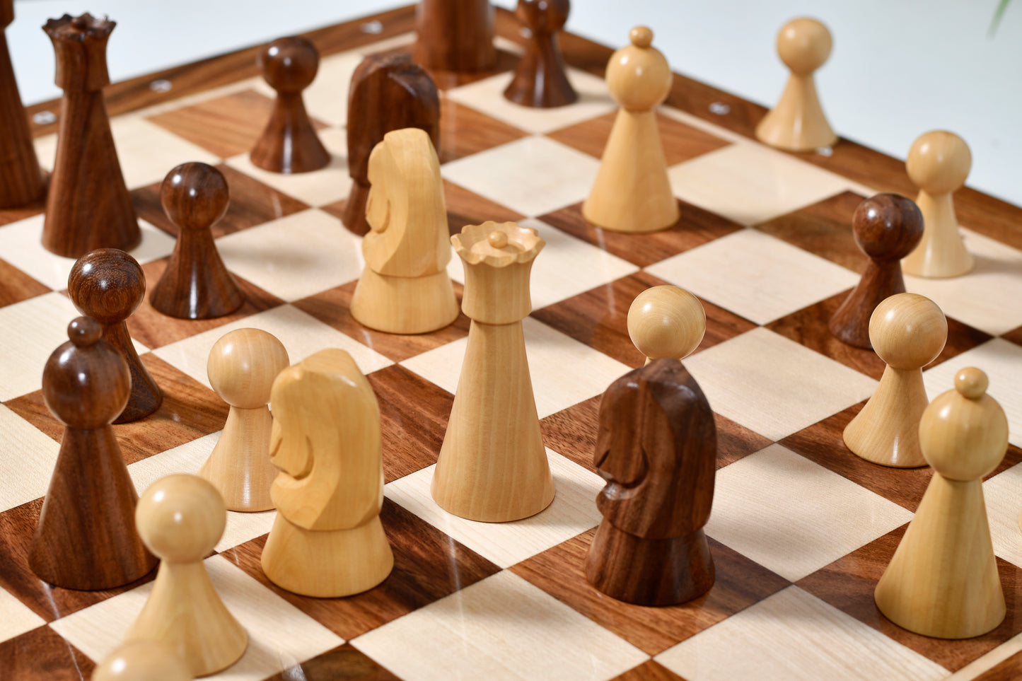 The Australian War Memorial Reproduced Chess Pieces by ACF in Sheesham & Natural Boxwood / King Base Stamping - 3.5" King