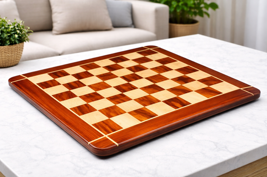 Wooden Chess Board Rounded Edge Blood Red Bud Rose Wood 23" - 60 mm