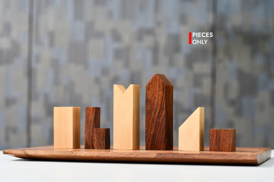 Reproduced Minimalist Chess Pieces in Sheesham & Boxwood - 2.79" King