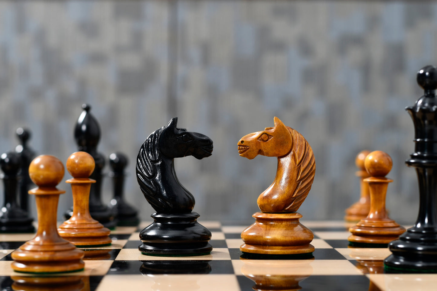 1933 Antonio Fabiano Botvinnik Style Weighted Chess Pieces in Antique & Ebonywood 3.8"- King