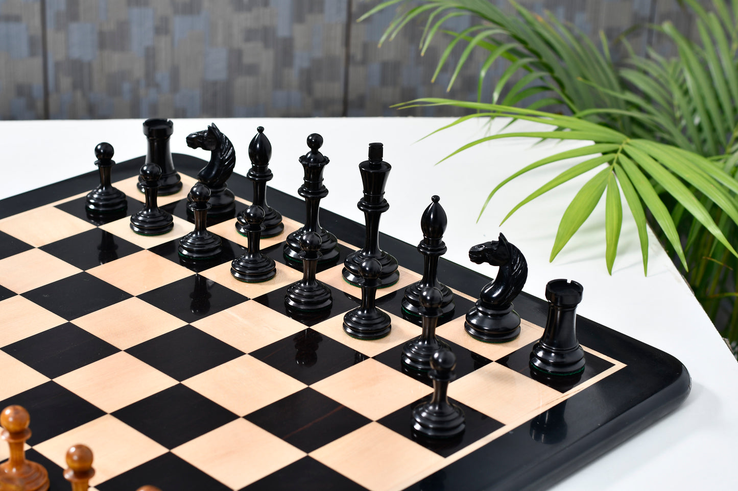 1933 Antonio Fabiano Botvinnik Style Weighted Chess Pieces in Antique & Ebonywood 3.8"- King