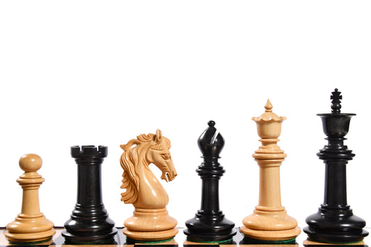 The French Warrior Luxury Wooden Chess Pieces in Ebony & Boxwood - 4.4" King