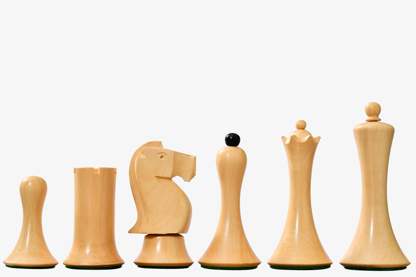 Minimalist Soviet-Style Chess Pieces In Ebonized & Boxwood - 3.7” King