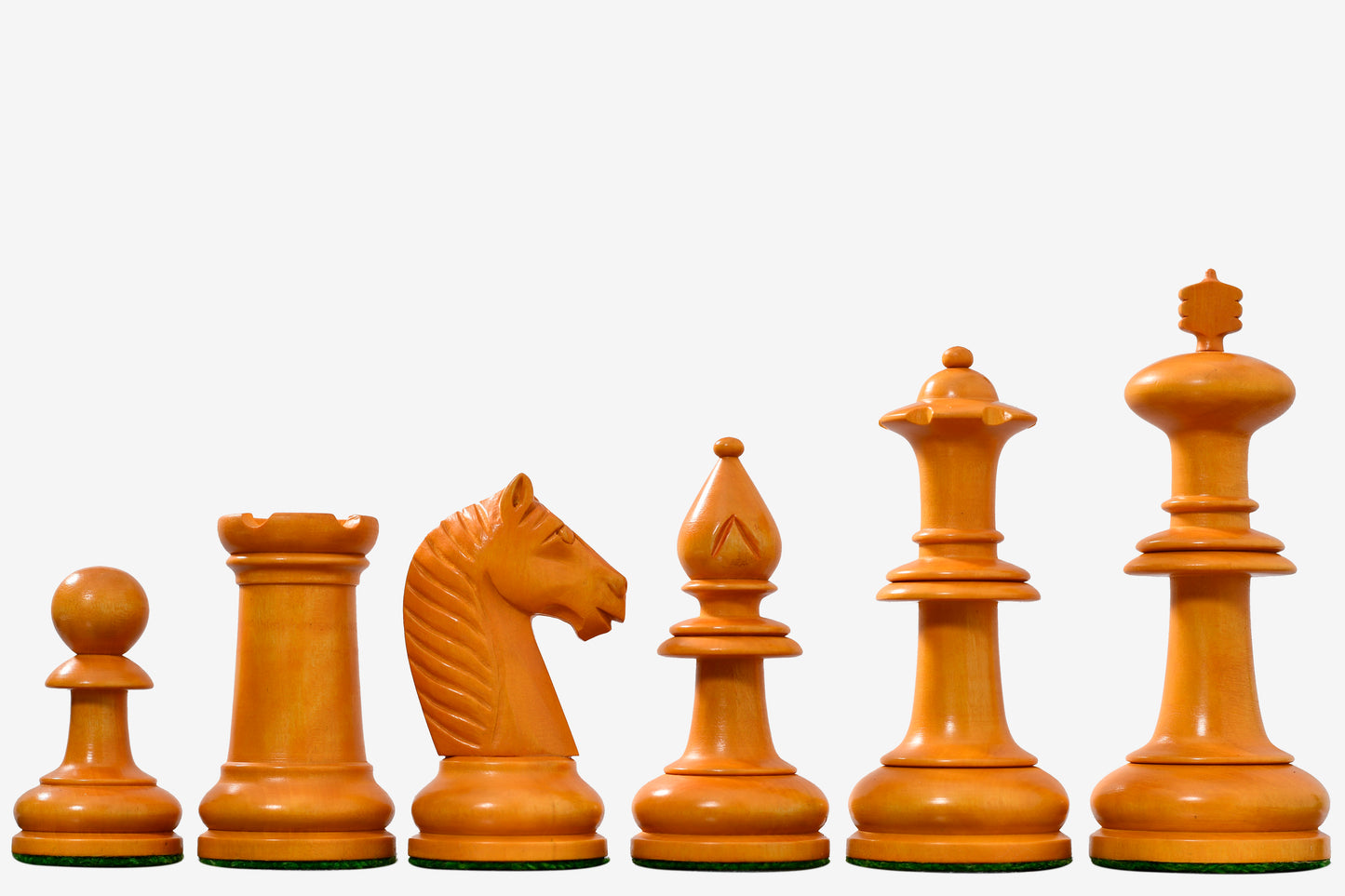 19th Century Antique Austrian Series Chess Pieces in Ebonized Boxwood & Golden Antiqued Boxwood - 4.27" King