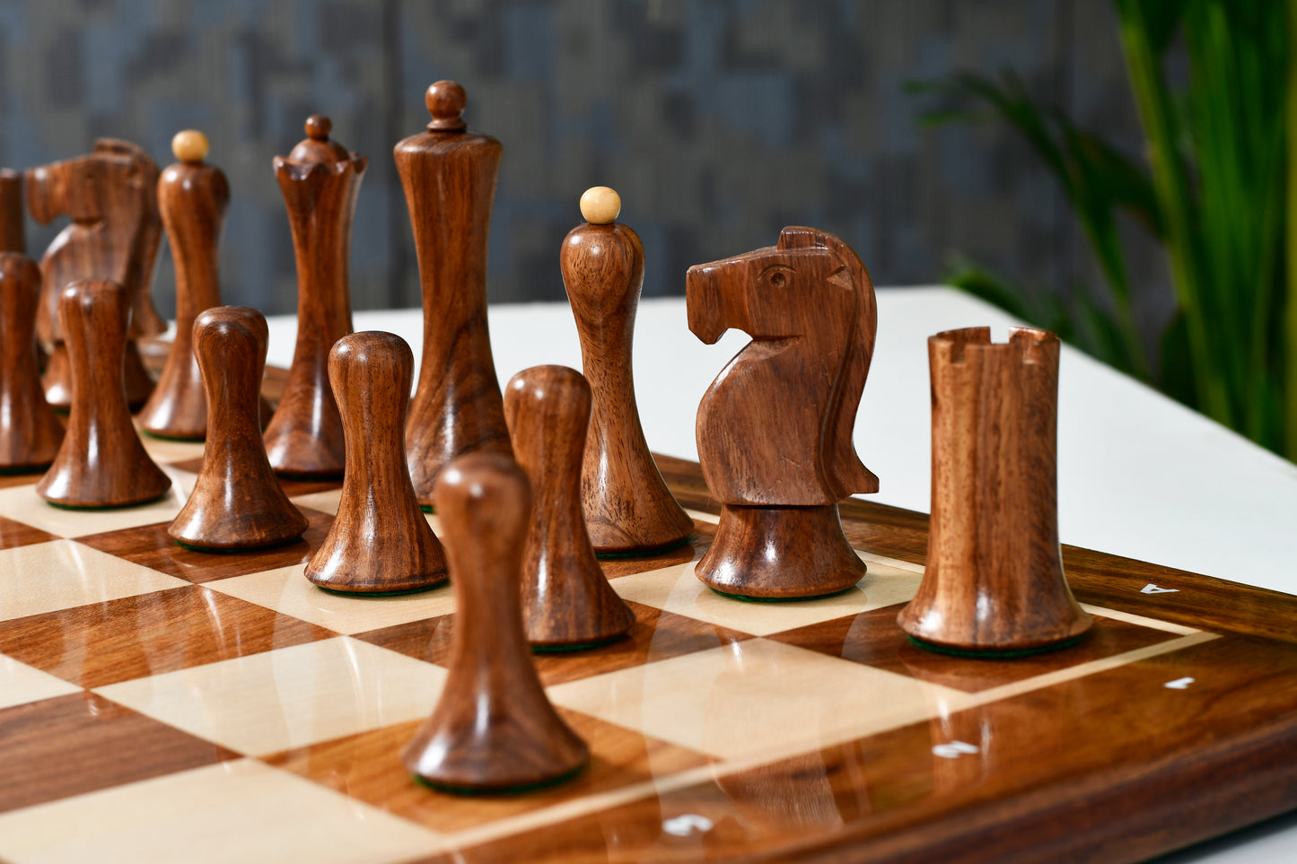 Minimalist Soviet-Style Chess Pieces In Sheesham & Boxwood - 3.7” King