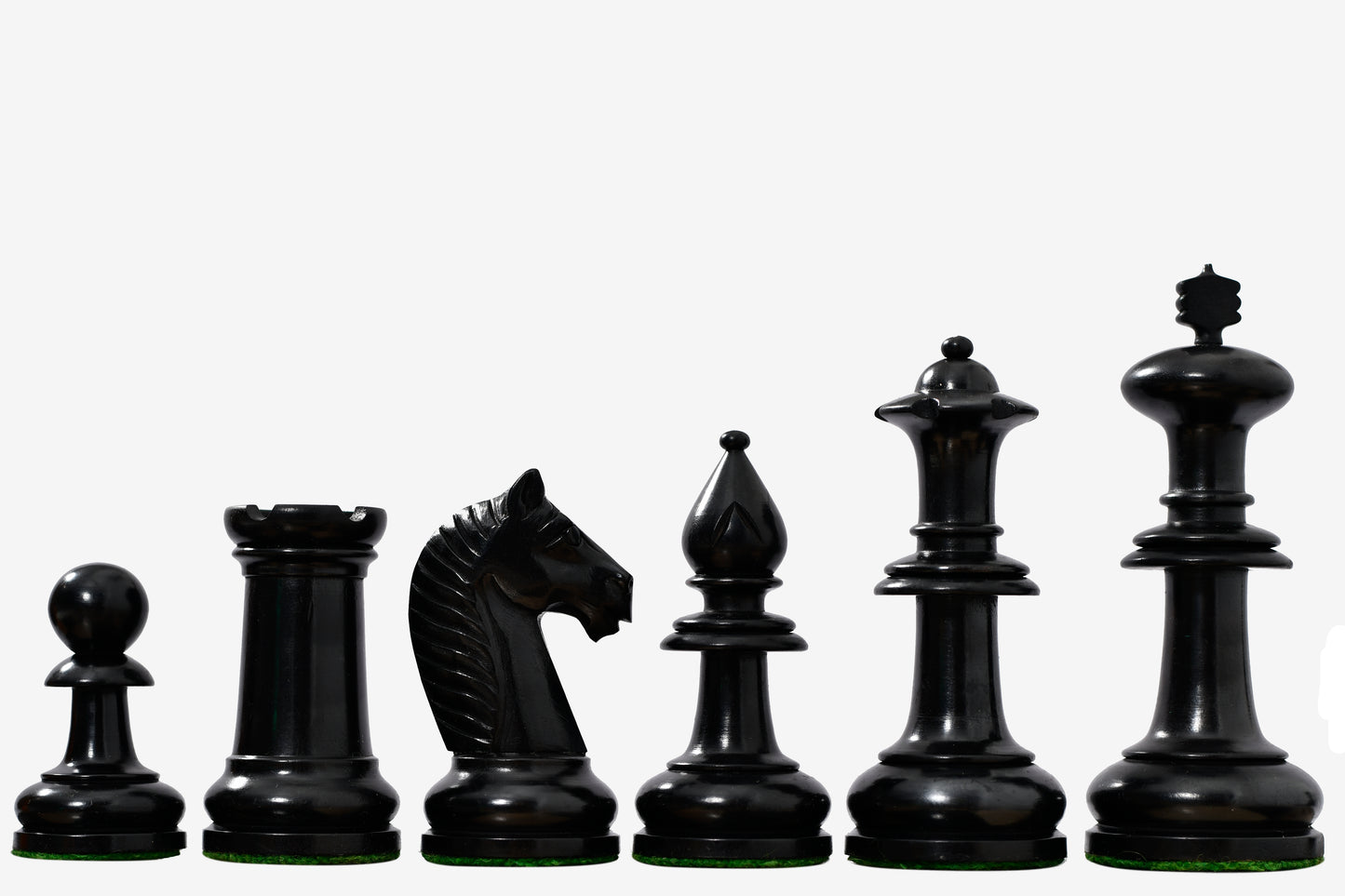 19th Century Antique Austrian Series Chess Pieces in Ebonized Boxwood & Golden Antiqued Boxwood - 4.27" King