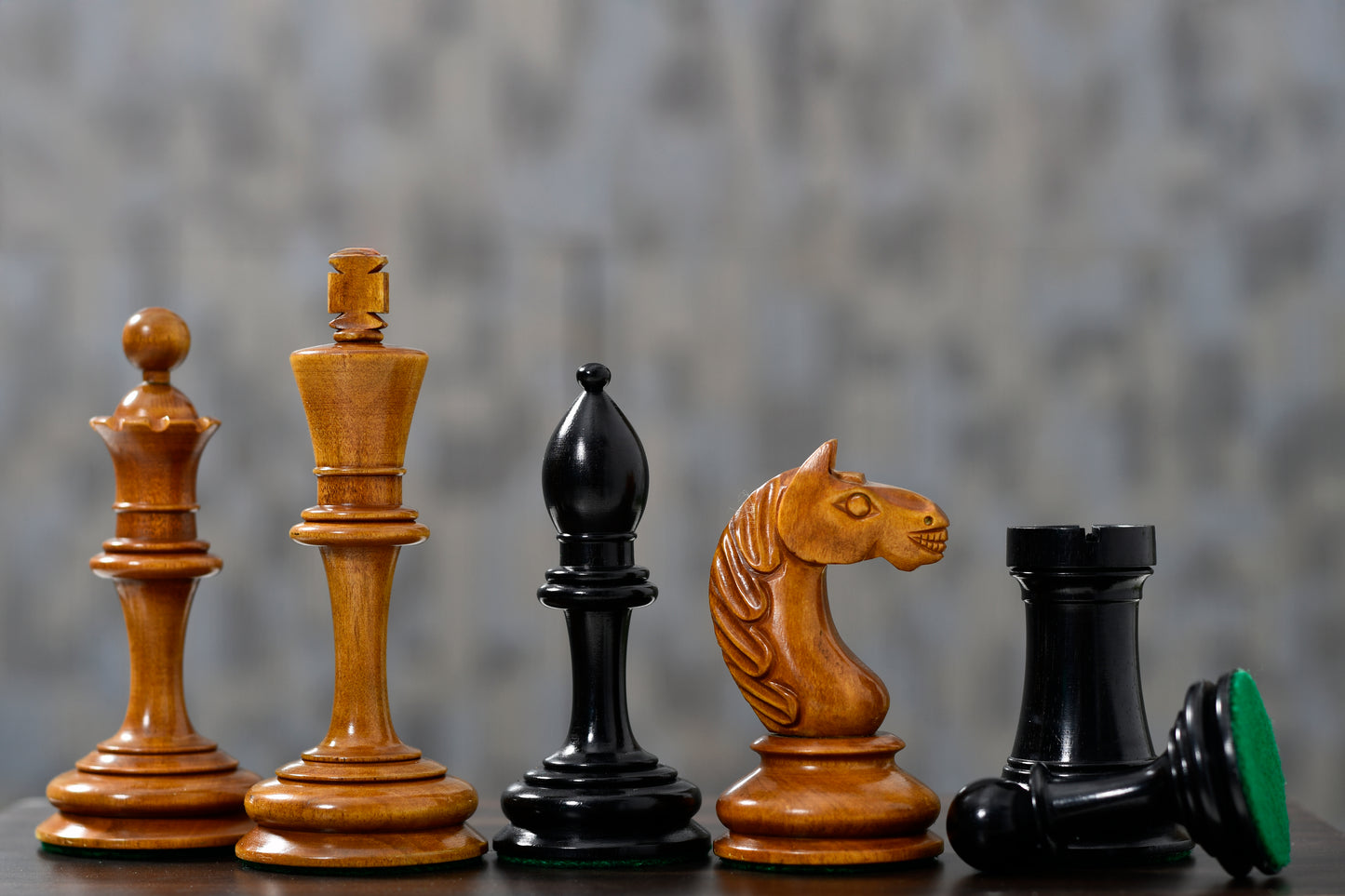 1933 Antonio Fabiano Botvinnik Style Weighted Chess Pieces in Antique & Ebonywood 3.8"- King