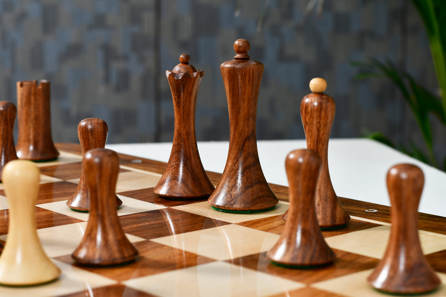 Minimalist Soviet-Style Chess Pieces In Sheesham & Boxwood - 3.7” King