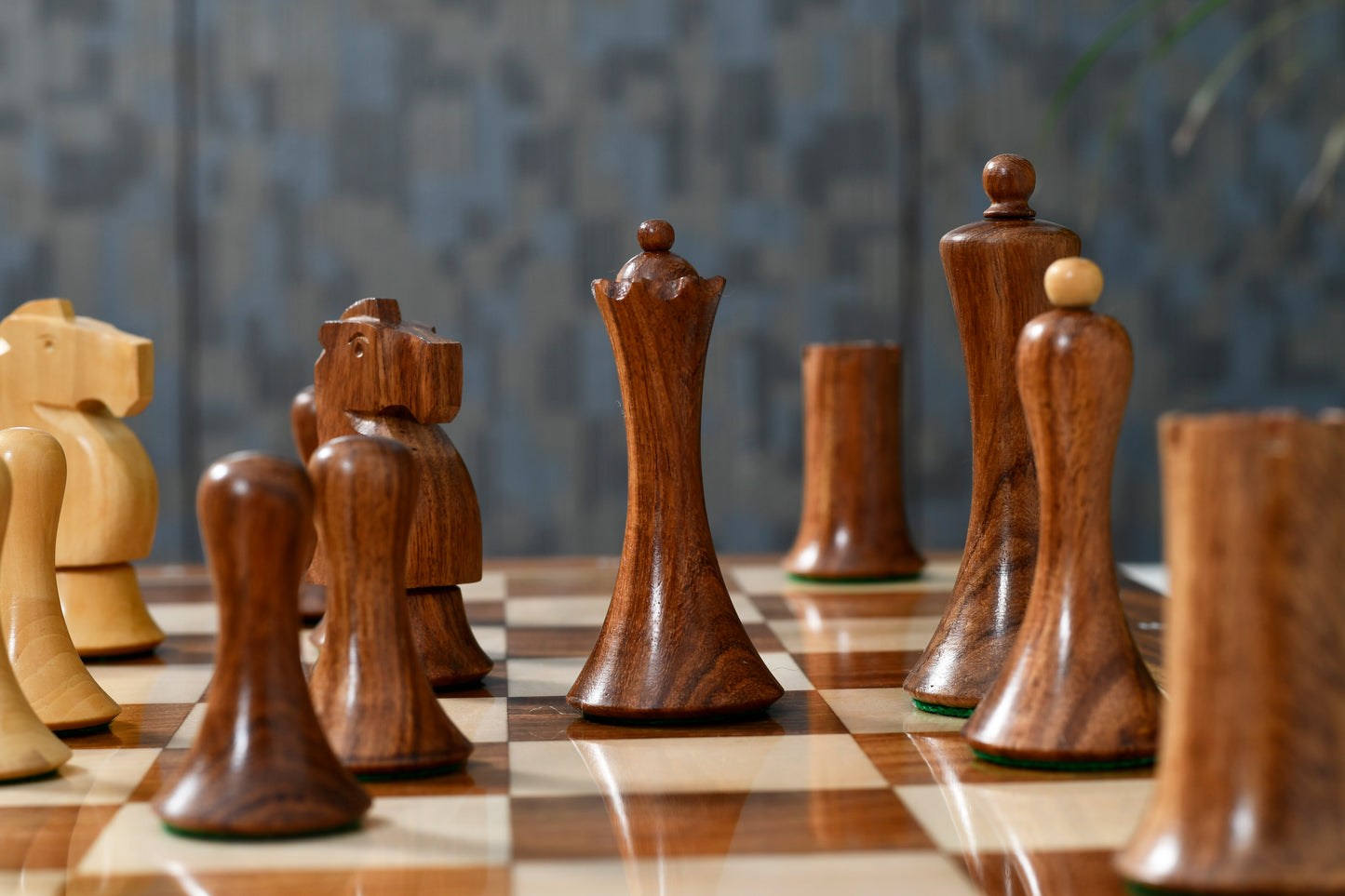 Minimalist Soviet-Style Chess Pieces In Sheesham & Boxwood - 3.7” King