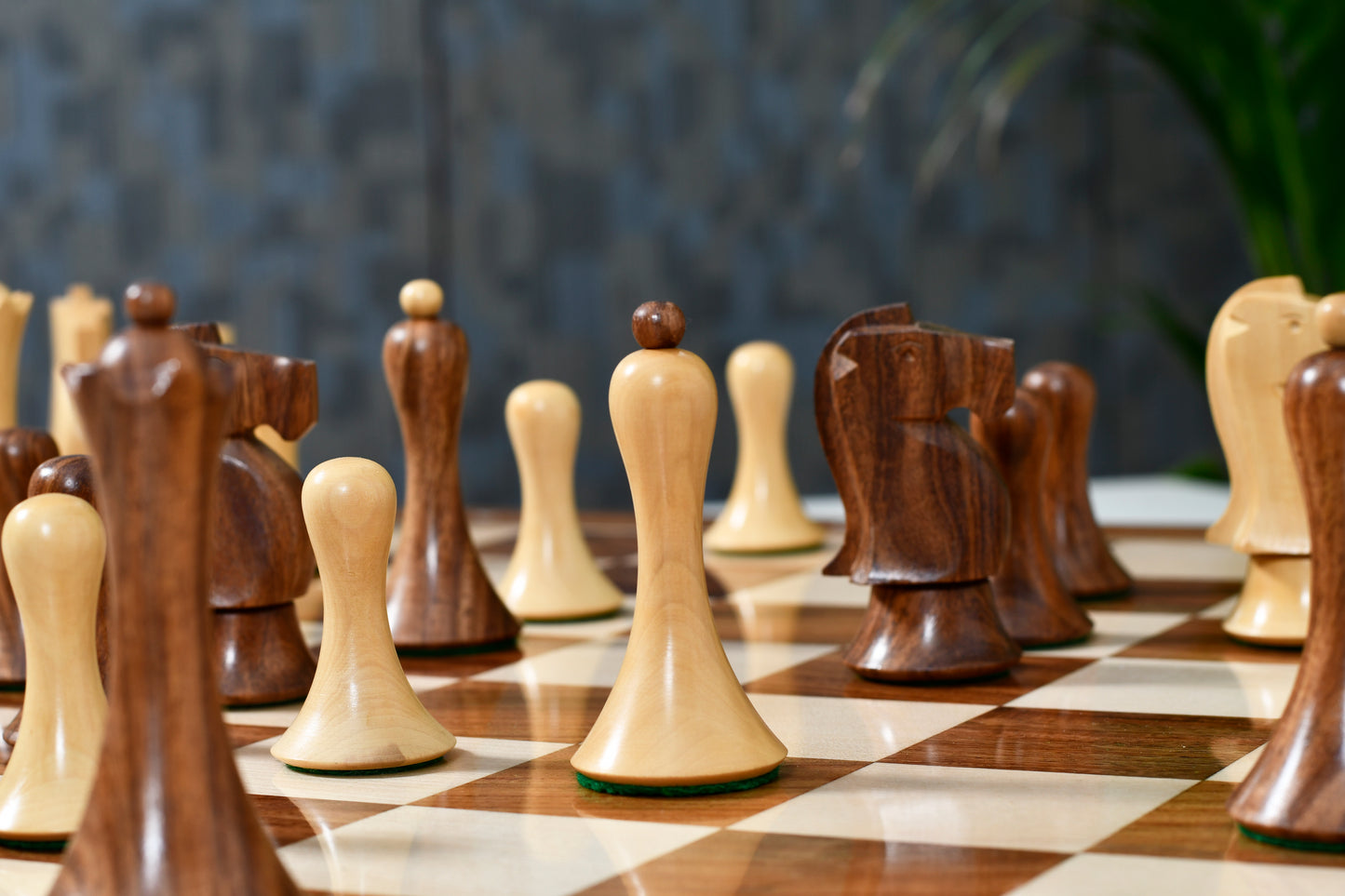 Minimalist Soviet-Style Chess Pieces In Sheesham & Boxwood - 3.7” King