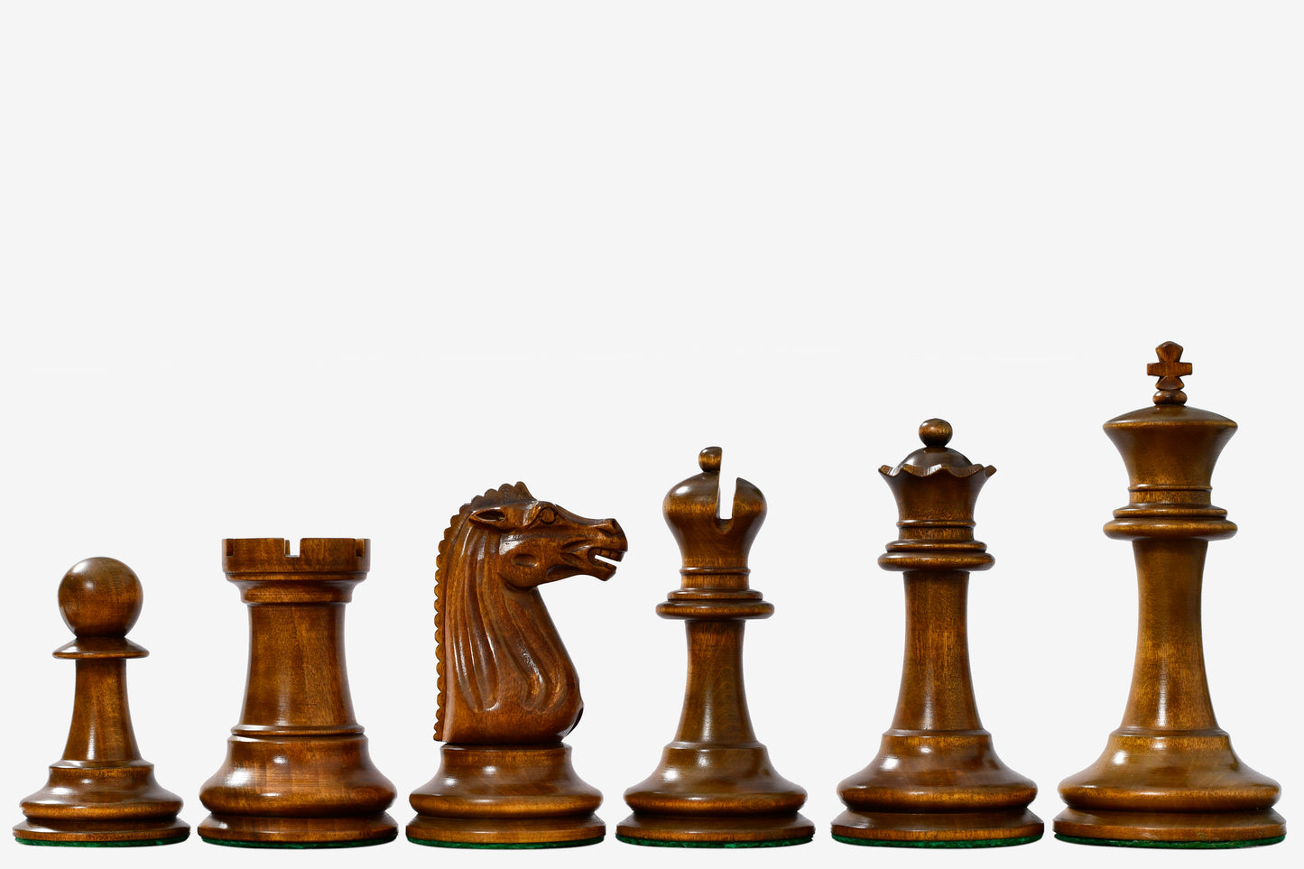 Circa 1887 Turner Teich Soviet-Staunton Style Weighted 4" Chess Pieces in Ebony & Antiqued Boxwood