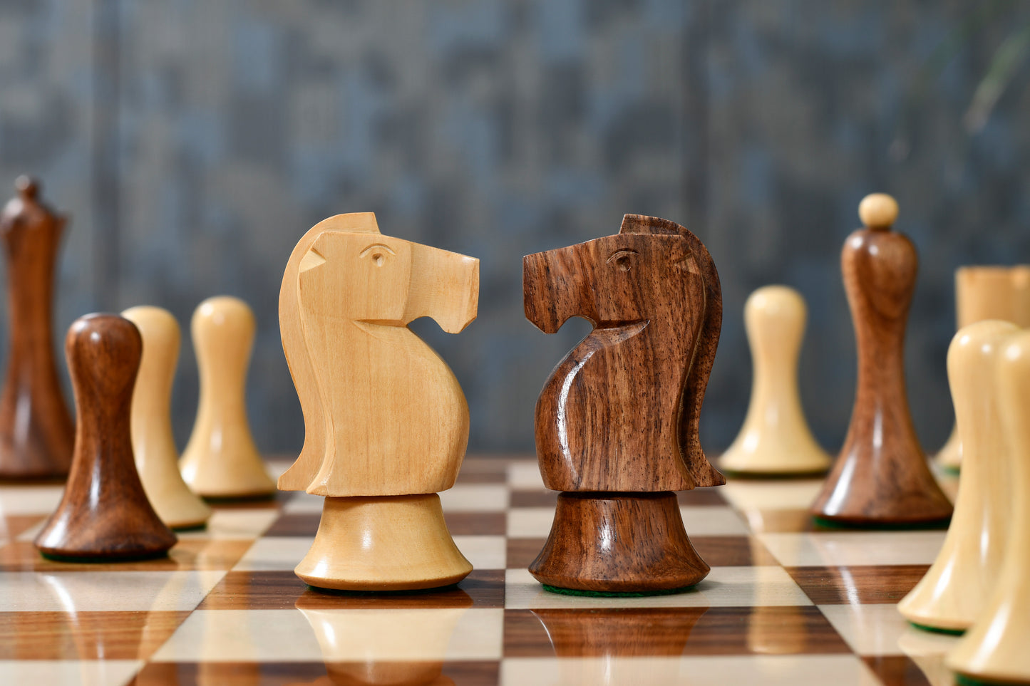 Minimalist Soviet-Style Chess Pieces In Sheesham & Boxwood - 3.7” King