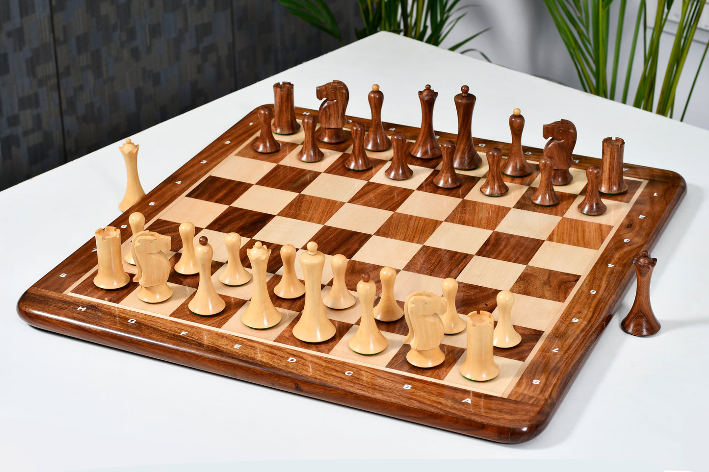 Minimalist Soviet-Style Chess Pieces In Sheesham & Boxwood - 3.7” King