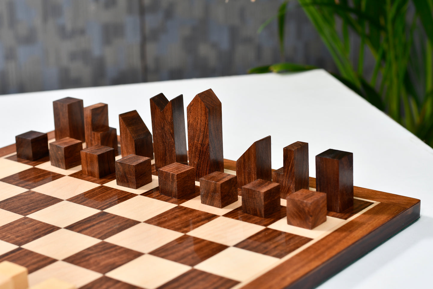 Reproduced Minimalist Chess Pieces in Sheesham & Boxwood - 2.79" King