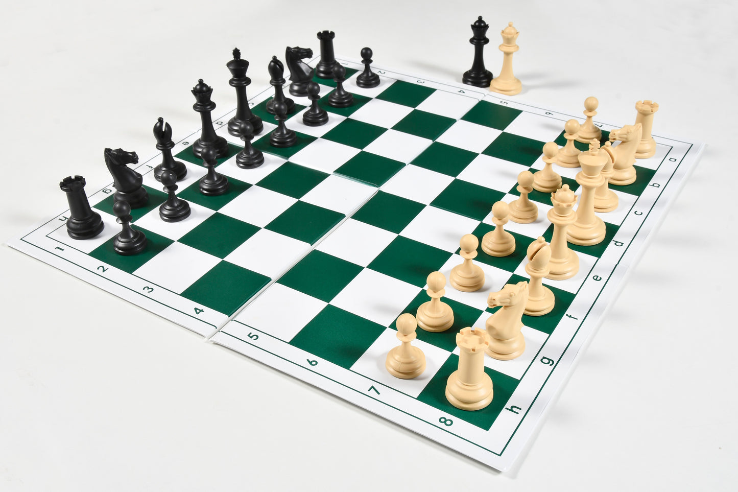 The Blitz Series Plastic Chess Pieces in Black Dyed & Natural White Solid Plastic - 3.8" King