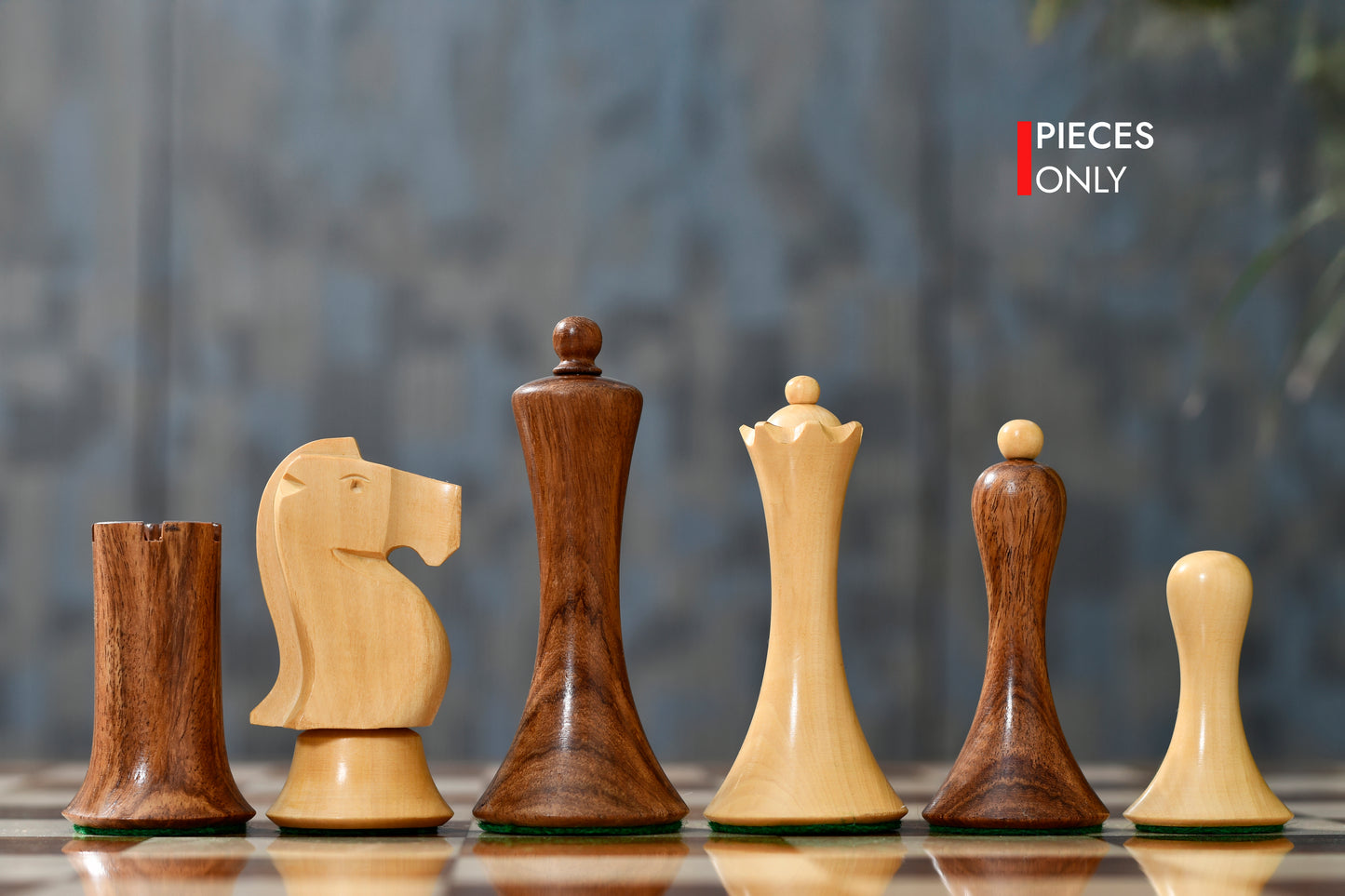 Minimalist Soviet-Style Chess Pieces In Sheesham & Boxwood - 3.7” King