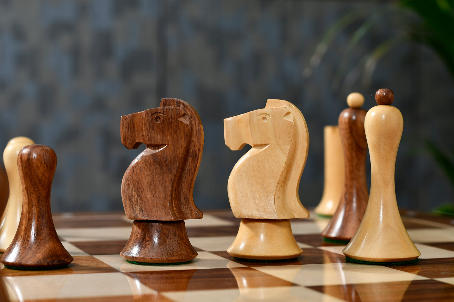 Minimalist Soviet-Style Chess Pieces In Sheesham & Boxwood - 3.7” King