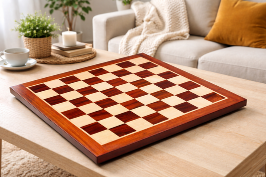 Solid Wooden Chess Board Blood Red Bud Rose Wood 23" - 60 mm