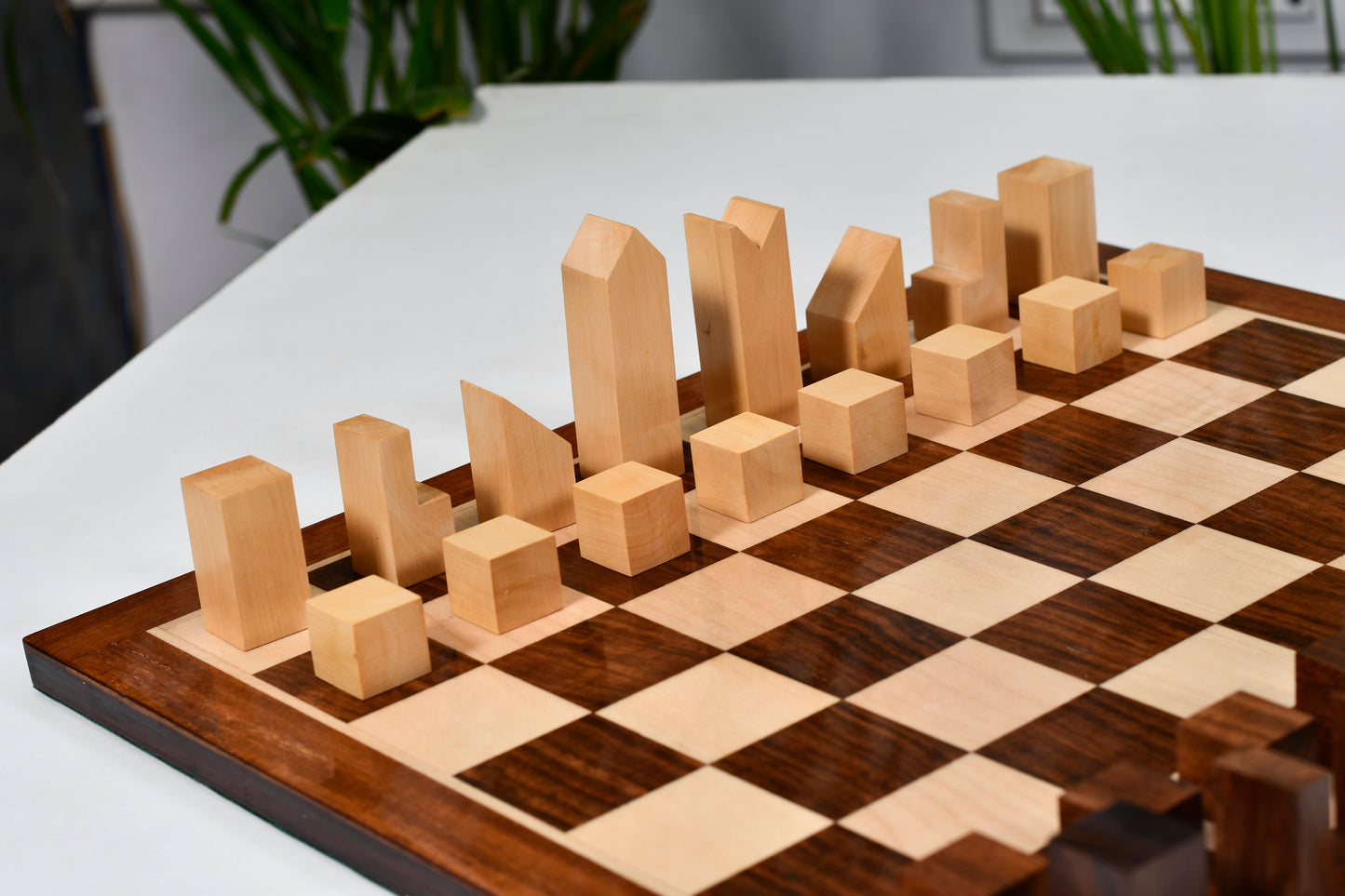 Reproduced Minimalist Chess Pieces in Sheesham & Boxwood - 2.79" King