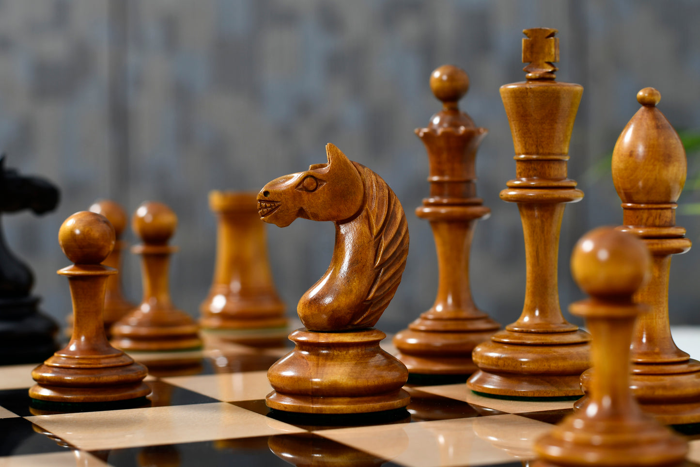1933 Antonio Fabiano Botvinnik Style Weighted Chess Pieces in Antique & Ebonywood 3.8"- King