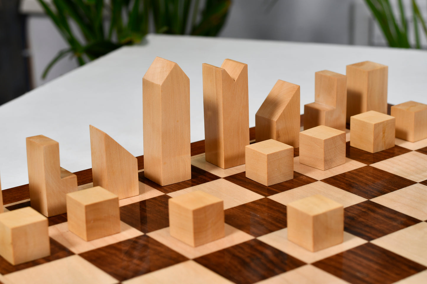 Reproduced Minimalist Chess Pieces in Sheesham & Boxwood - 2.79" King