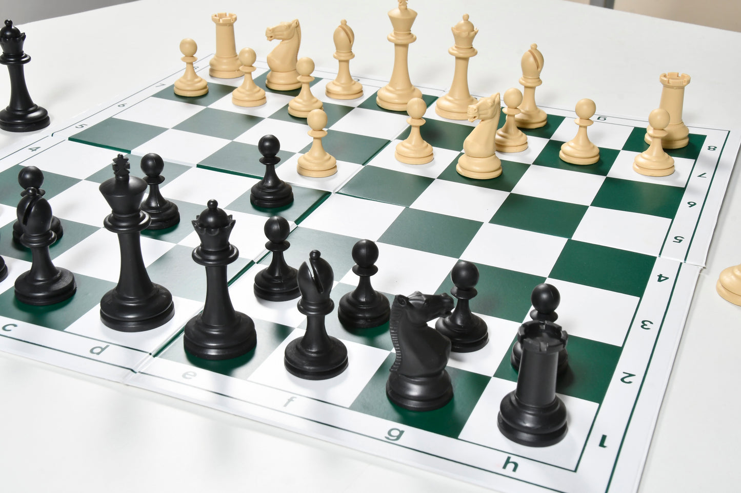 The Blitz Series Plastic Chess Pieces in Black Dyed & Natural White Solid Plastic - 3.8" King