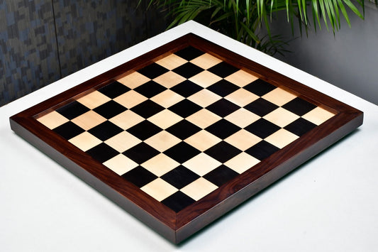 Wooden Chess Board in Ebony & Maple with Sheesham Wood Frame 21.8" - 60 mm