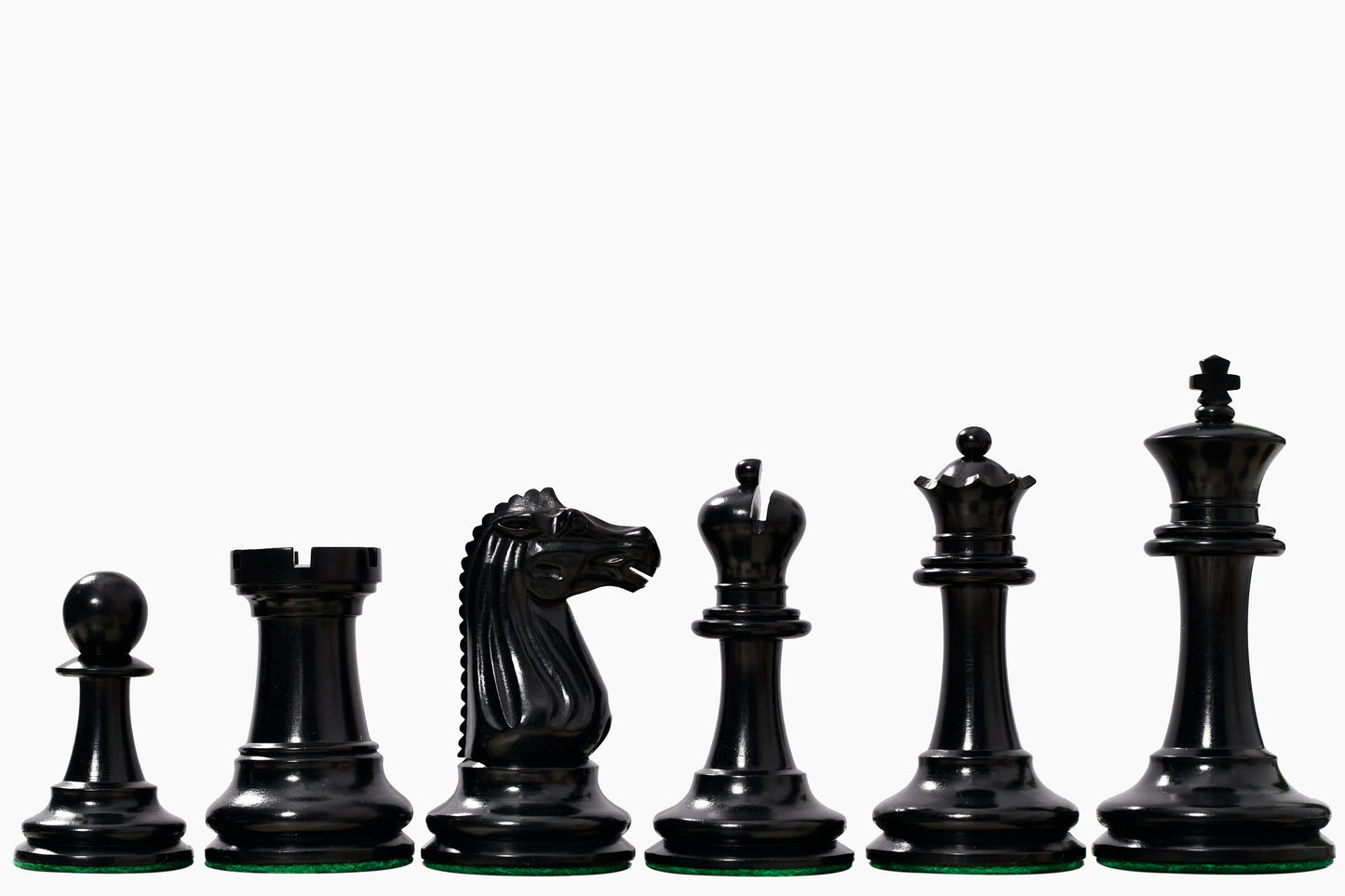 Circa 1887 Turner Teich Soviet-Staunton Style Weighted 4" Chess Pieces in Ebony & Golden Antique Boxwood