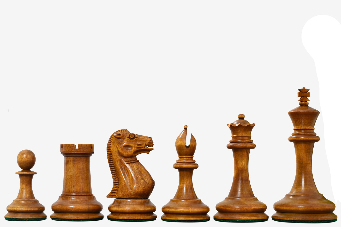 The 1849 Cooke Jaques Staunton Weighted 3.5 inch King Chess Pieces in Ebony wood and Vintage Antique Boxwood