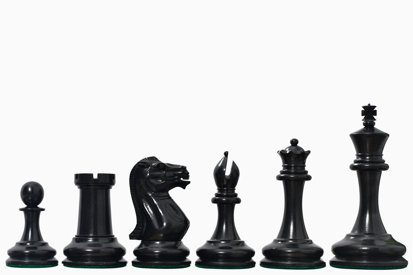 The 1849 Cooke Jaques Staunton Weighted 3.5 inch King Chess Pieces in Ebony wood and Vintage Antique Boxwood