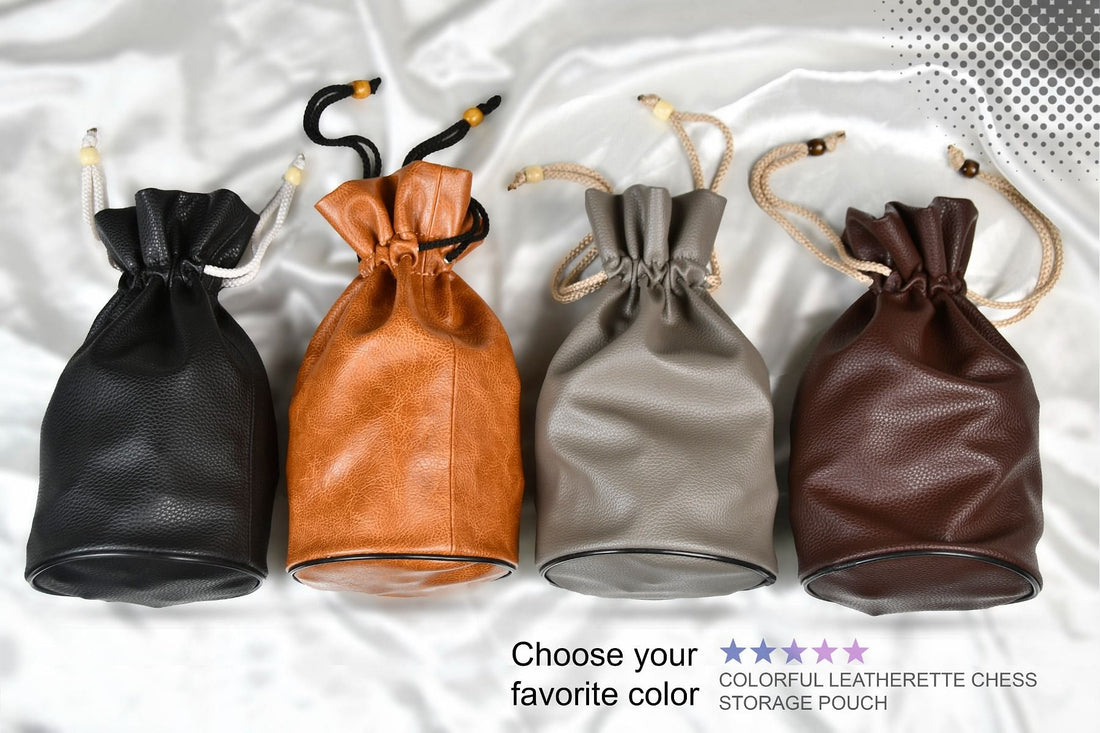 Colorful Leatherette Drawstring Storage Pouch for 3