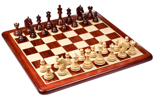 Combo of The New Columbian Staunton Chess Pieces in Bud Rose Wood & Box wood With Board & Box- 3.8" King