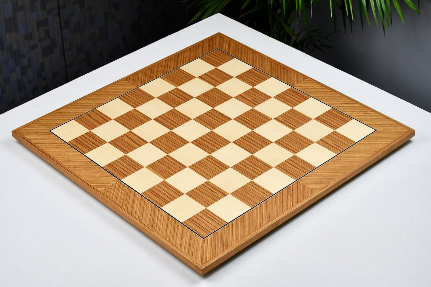 Deluxe Teak & Sycamore Matte Finish Chess Board 22" - 55 mm