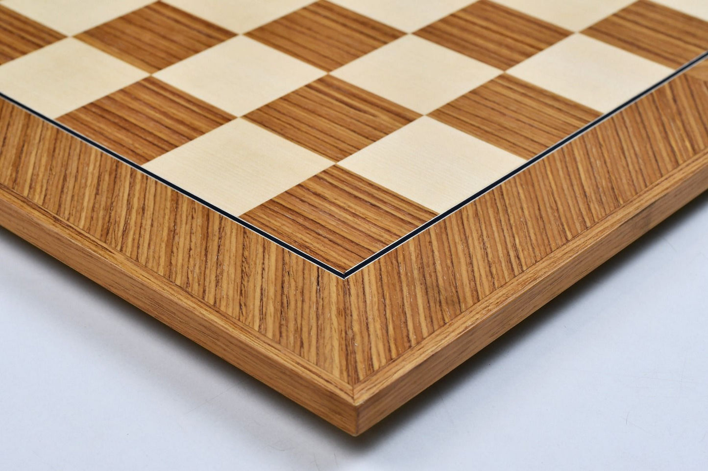 Deluxe Teak & Sycamore Matte Finish Chess Board 22" - 55 mm