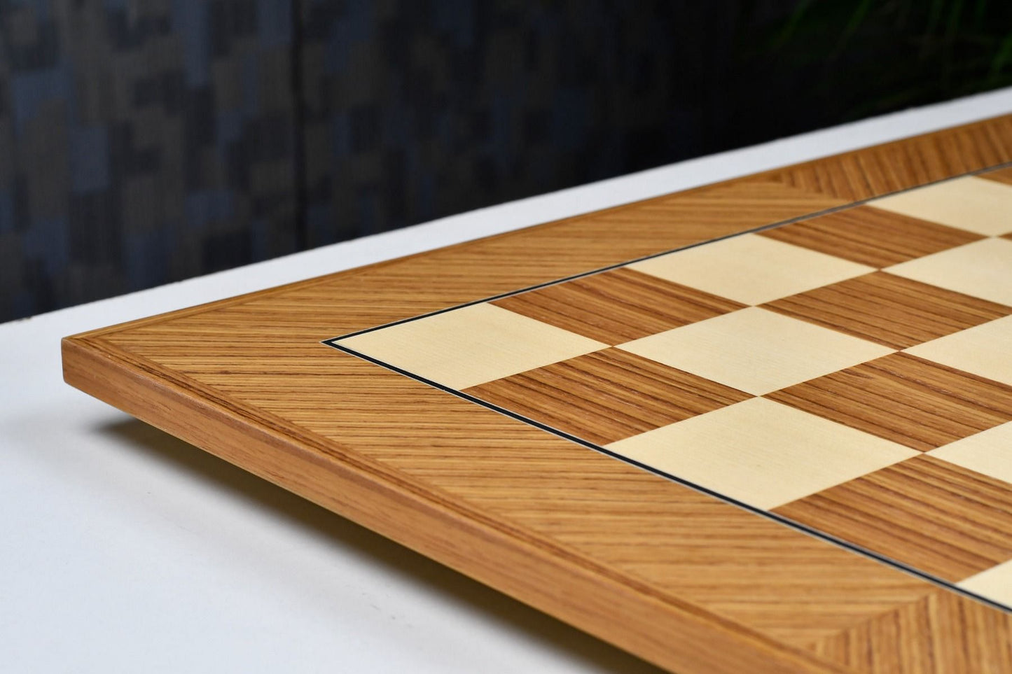 Deluxe Teak & Sycamore Matte Finish Chess Board 22" - 55 mm