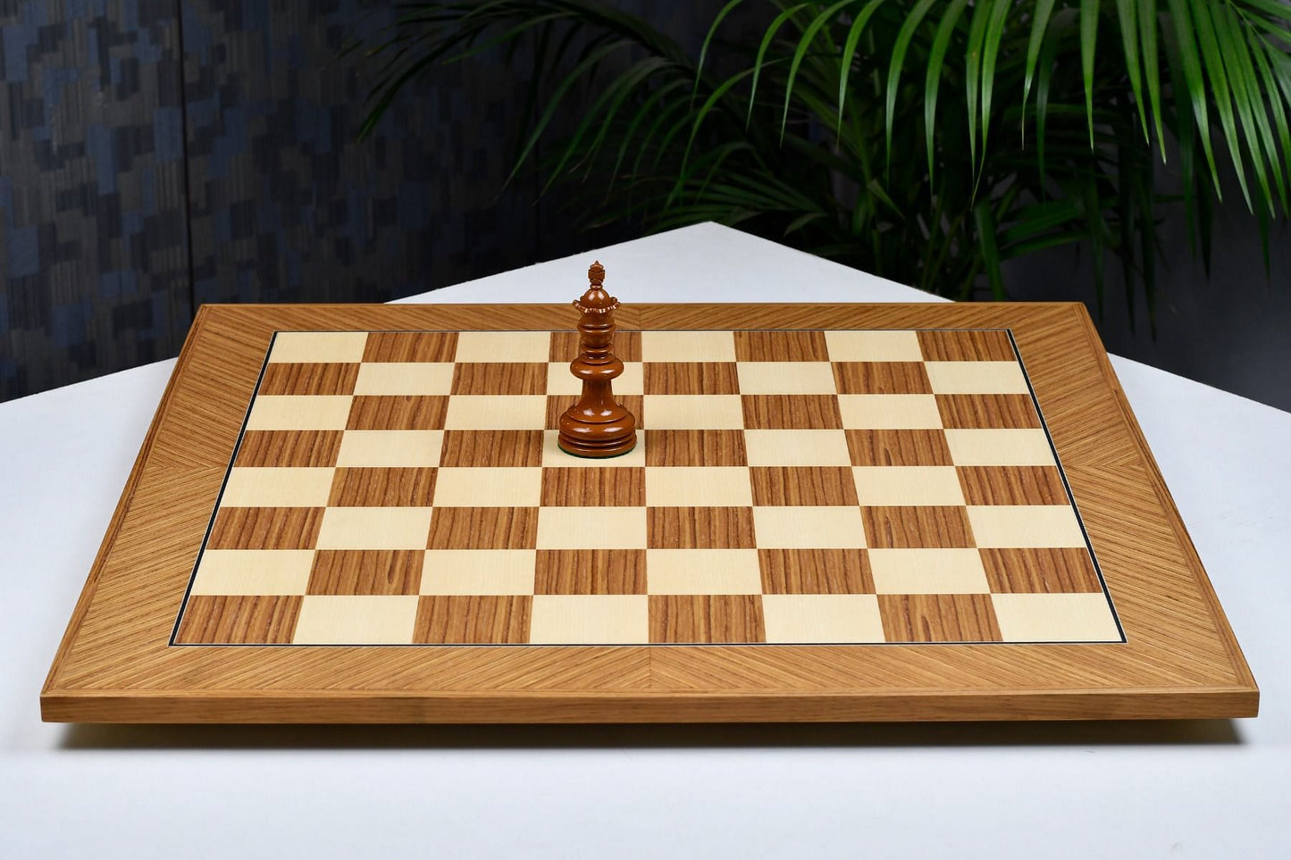 Deluxe Teak & Sycamore Matte Finish Chess Board 22" - 55 mm